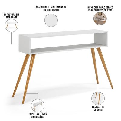 Aparador Para Sala de Estar Pés Palito Mônaco L03 Branco - Lyam Decor