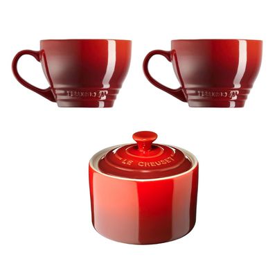 KIT LE CREUSET AÇUCAREIRO E 2 CANECAS BISTRÔ 400 ML Branco