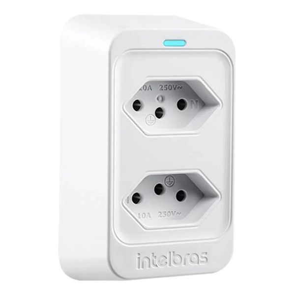 Tomada Dupla Protetor Elétrico Contra Surtos Intelbras Eps 302 Bivolt Branco
