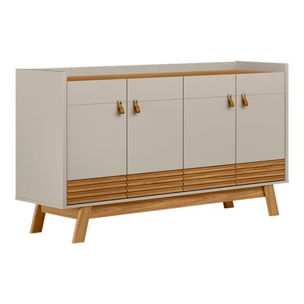 Buffet Aparador Dara 4 Portas Nature e Off White 88x160 cm  L04- D'Rossi