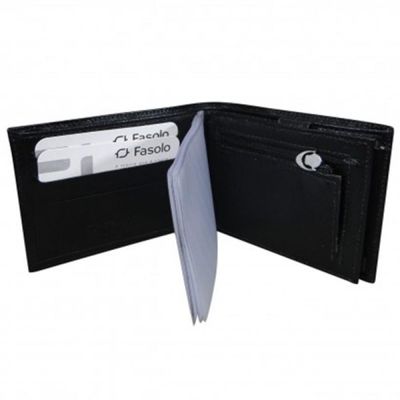 CARTEIRA MASCULINA COURO FASOLO COM PORTA-CHEQUES H013 PRETA Cor:Preto;Tamanho:Único;Gênero:Homem