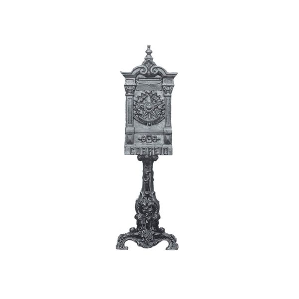 Caixa de Correio Colonial Brasão com Pé Ferro Fundido