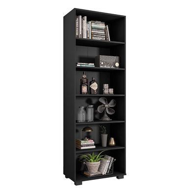 Estante de Livros para Escritório MDP Texturizado Home Office Alf Preto G47 - Gran Belo