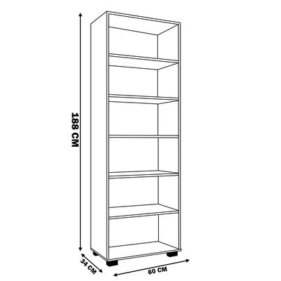 Estante de Livros para Escritório MDP Texturizado Home Office Alf Preto G47 - Gran Belo