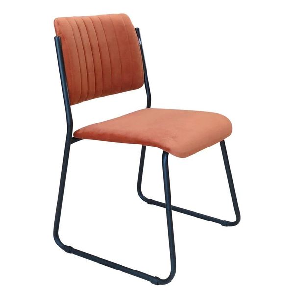 Cadeira Estofada Lunis Veludo 400 F02 Terracota - Mpozenato