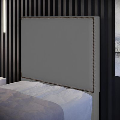 Cabeceira Cama Box Solteiro Com Tachas 100 cm Vicenza L02 Suede Cinza - Lyam Decor