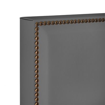 Cabeceira Cama Box Solteiro Com Tachas 100 cm Vicenza L02 Suede Cinza - Lyam Decor