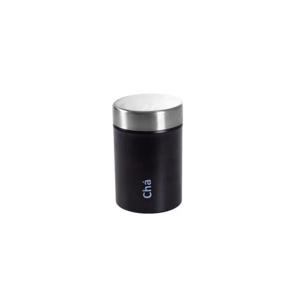 Pote de Cha Porta Mantimentos Aço Inox Preto 650ml