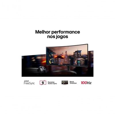 Monitor LG UltraWide Curvo Tela VA de 34 WQHD 3440 x 1440 21:9 sRGB 99% HDR10 PBP 100Hz AMD FreeSync 34WR50QC-B