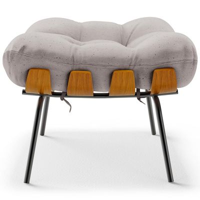 Puff Decorativo Sala de Estar Costela L02 Linho Bege - Lyam Decor