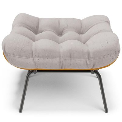 Puff Decorativo Sala de Estar Costela L02 Linho Bege - Lyam Decor