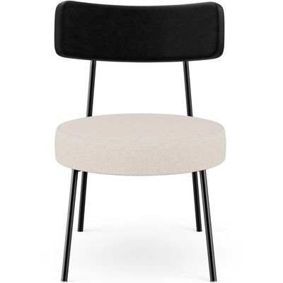 Poltrona Decorativa Para Sala De Estar Base Fixa Londres L02 Couríssimo Preto Linho Cru - Lyam