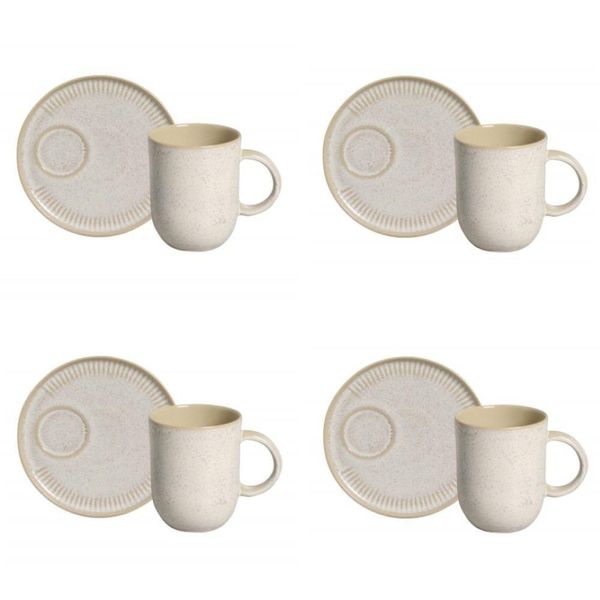 Conjunto De Canecas Com Pires 04 Peças Linhas Latte Porto Brasil