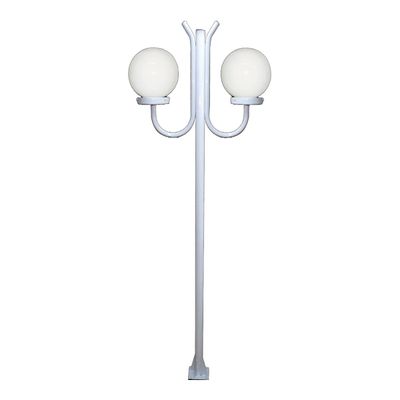 Poste Luminária Globo G Duplo Braço Curvo Cima Branco 200cm