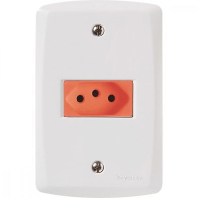 Conjunto 4x2 com 1 Tomada 2P+T 20 A 250 V Tramontina Lux2 Vermelho e Branco