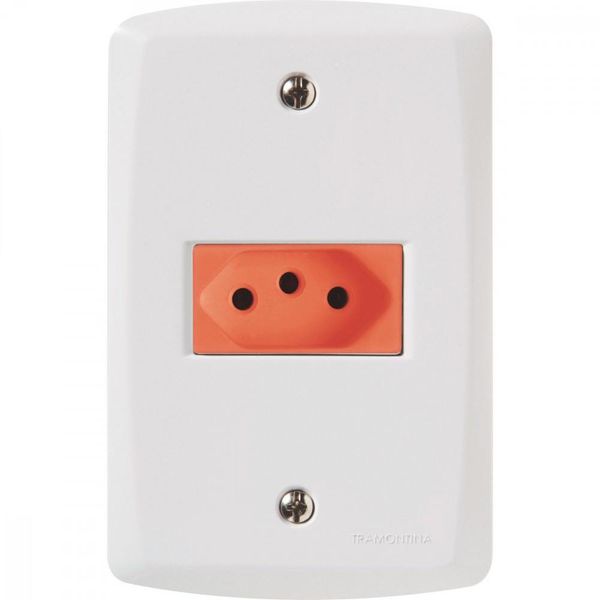 Conjunto 4x2 com 1 Tomada 2P+T 20 A 250 V Tramontina Lux2 Vermelho e Branco