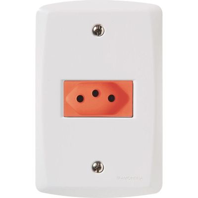 Conjunto 4x2 com 1 Tomada 2P+T 20 A 250 V Tramontina Lux2 Vermelho e Branco