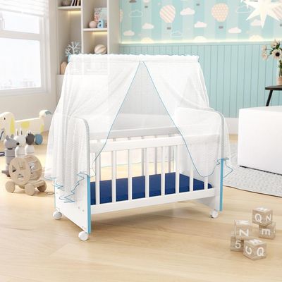 Berço Para Boneca Magia C02 Brinquedo Infantil Branco Azul - Lyam Decor