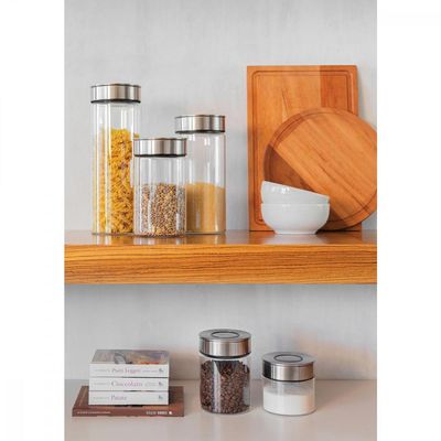 Pote de Vidro Tramontina Purezza com Tampa de Aço Inox 10 cm 1 L