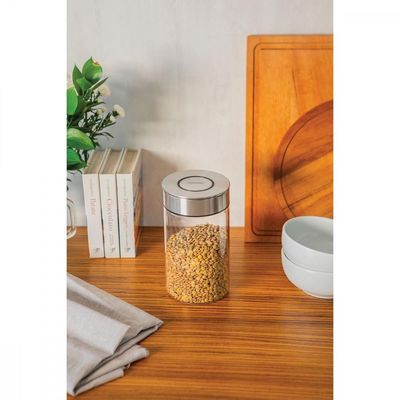 Pote de Vidro Tramontina Purezza com Tampa de Aço Inox 10 cm 1 L