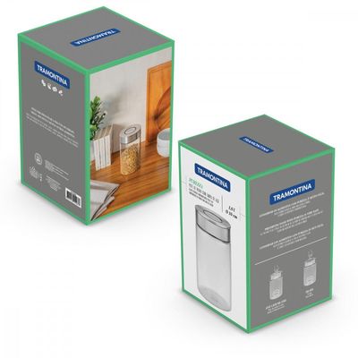 Pote de Vidro Tramontina Purezza com Tampa de Aço Inox 10 cm 1 L