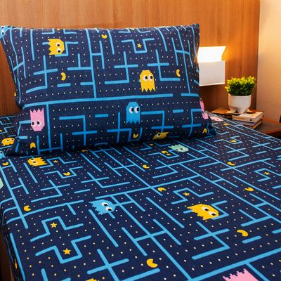 Jogo de Cama Solteiro Doce Vida Malha Misto 2 Pçs Pac Pac Marinho