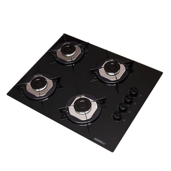 Cooktop Nardelli NDL 4 Bocas Flange Inox Mesa de Vidro Preto Bivolt 27010101 Bivolt