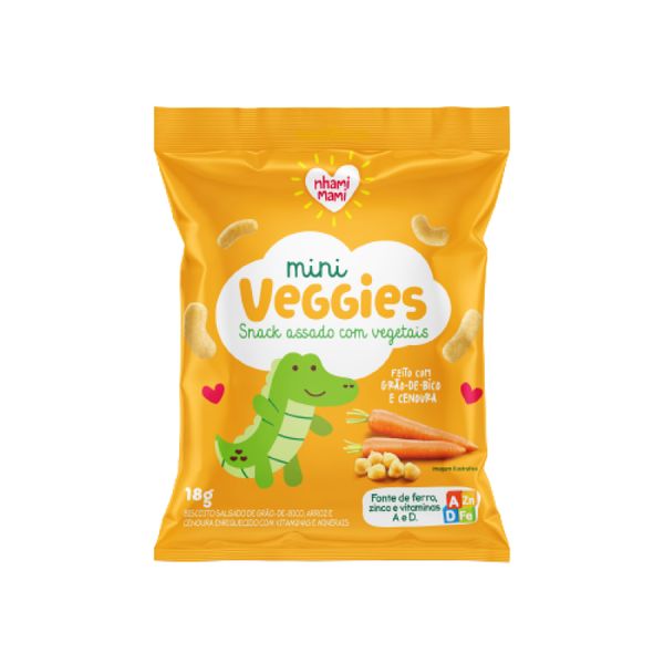 Snack Infantil Mini Veggies Grão de Bico e Cenoura Nhami Mami 18g