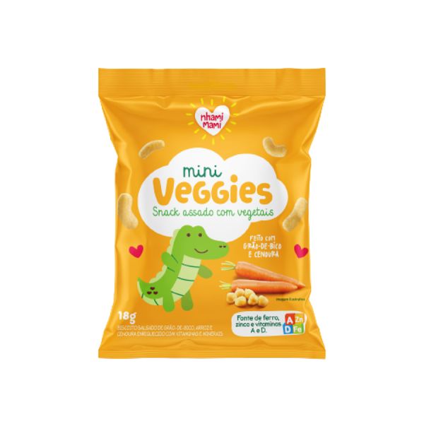 Snack Infantil Mini Veggies Grão de Bico e Cenoura Nhami Mami 18g Snack Infantil Mini Veggies Grão de Bico e Cenoura Nhami Mami 18g