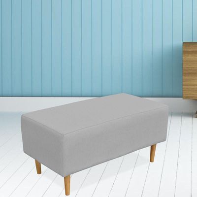Kit 02 Puffs Decorativo Sala de Estar Cléo W01 Pés Palito 90 cm Linho Cinza - Lyam Decor