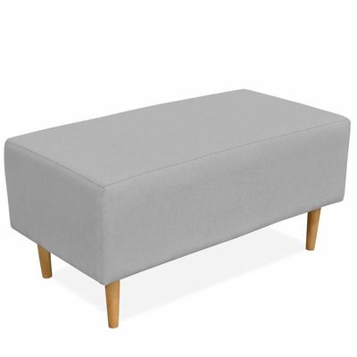 Kit 02 Puffs Decorativo Sala de Estar Cléo W01 Pés Palito 90 cm Linho Cinza - Lyam Decor