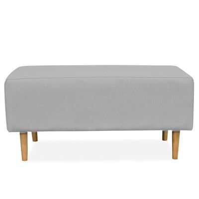 Kit 02 Puffs Decorativo Sala de Estar Cléo W01 Pés Palito 90 cm Linho Cinza - Lyam Decor