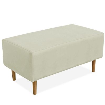 Kit 02 Puffs Decorativo Sala de Estar Cléo W01 Pés Palito 90 cm Suede Bege - Lyam Decor