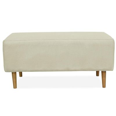 Kit 02 Puffs Decorativo Sala de Estar Cléo W01 Pés Palito 90 cm Suede Bege - Lyam Decor