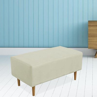 Puff Decorativo Sala de Estar Cléo W01 Pés Palito 90 cm Suede Bege - Lyam Decor