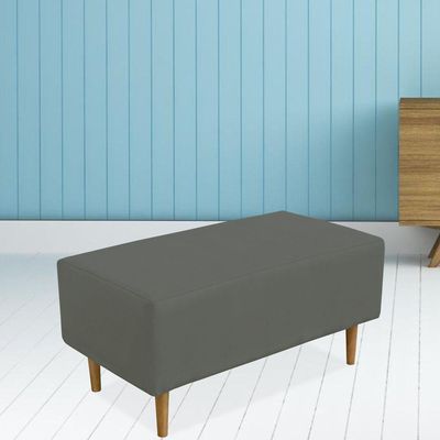 Puff Decorativo Sala de Estar Cléo W01 Pés Palito 90 cm Suede Cinza - Lyam Decor