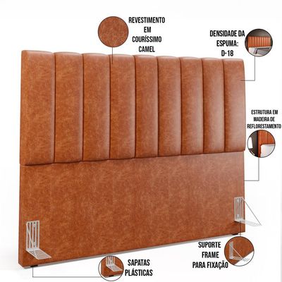 Cabeceira Cama Box Casal Queen 160 cm Dália W01 Couríssimo Camel - Lyam Decor