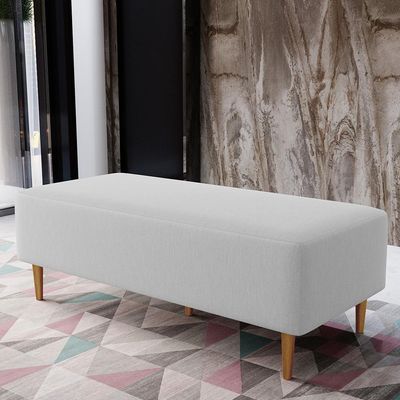 Puff Decorativo Sala de Estar Bali W01 Pés Palito 120x50 cm Linho Cinza - Lyam Decor
