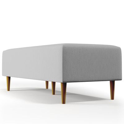 Puff Decorativo Sala de Estar Bali W01 Pés Palito 120x50 cm Linho Cinza - Lyam Decor