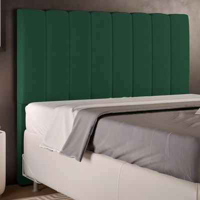Cabeceira Cama Box Casal 140 cm Dália W01 Suede Verde Musgo - Lyam Decor