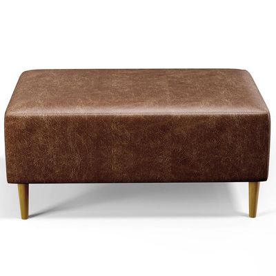 Puff Decorativo Sala de Estar Cléo W01 Pés Palito 90 cm Couríssimo Marrom - Lyam Decor