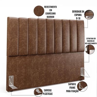 Cabeceira Cama Box Casal Queen 160 cm Dália W01 Couríssimo Marrom - Lyam Decor