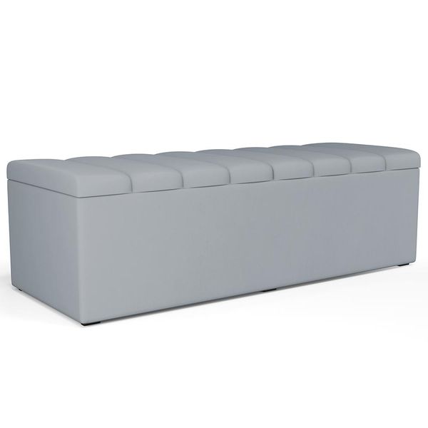 Calçadeira Recamier Baú Para Cama De Casal Queen Dália 160x50 Cm W01 Suede Cinza - Lyam Decor