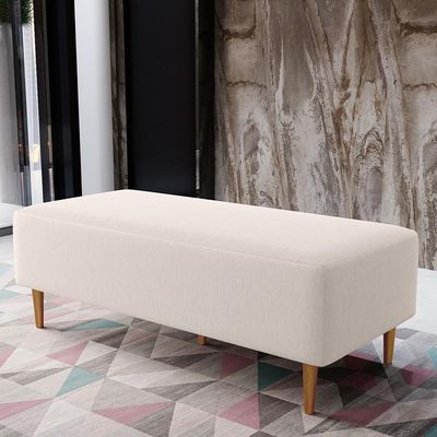 Kit 02 Puffs Decorativos Sala de Estar Bali W01 Pés Palito 120x50 cm Linho Cru - Lyam Decor
