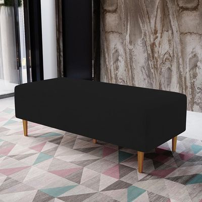 Kit 02 Puffs Decorativos Sala de Estar Bali W01 Pés Palito 120x50 cm Suede Preto - Lyam Decor