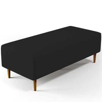 Kit 02 Puffs Decorativos Sala de Estar Bali W01 Pés Palito 120x50 cm Suede Preto - Lyam Decor