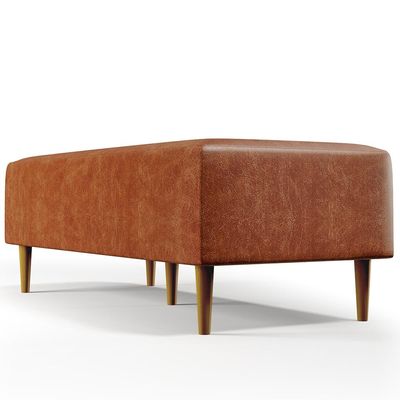 Puff Decorativo Sala de Estar Bali W01 Pés Palito 120x50 cm Couríssimo Camel - Lyam Decor
