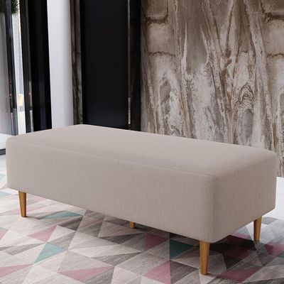Puff Decorativo Sala de Estar Bali W01 Pés Palito 120x50 cm Linho Bege - Lyam Decor