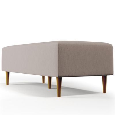 Puff Decorativo Sala de Estar Bali W01 Pés Palito 120x50 cm Linho Bege - Lyam Decor