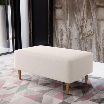 Kit 02 Puffs Decorativos Sala de Estar Cléo W01 Pés Palito 90 cm Linho Cru - Lyam Decor